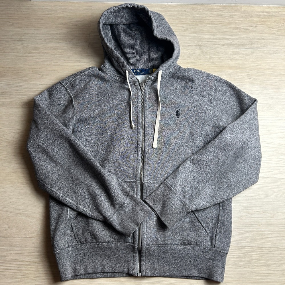 Polo Ralph Lauren Mens Small Full Zip Hoodie Sweatshirt Charcoal Heather Grey